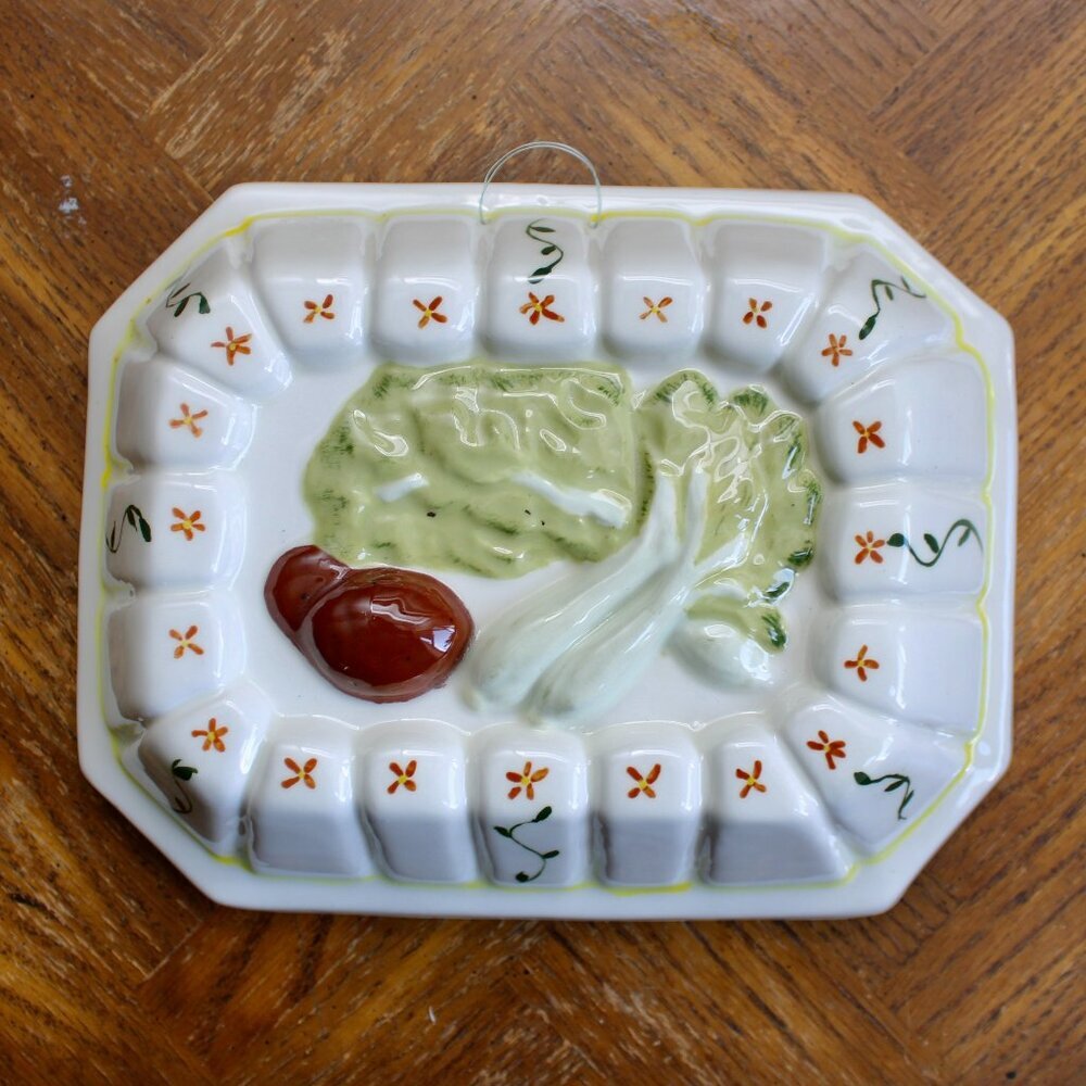 Vintage 80's Ceramic Potatoes, Celery & Lettuce Cake/Jello Mold Decorative Wall